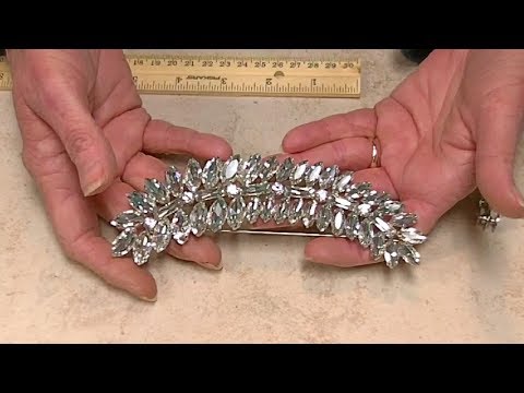 Large Soldered Rhinestone Leaf Brooch