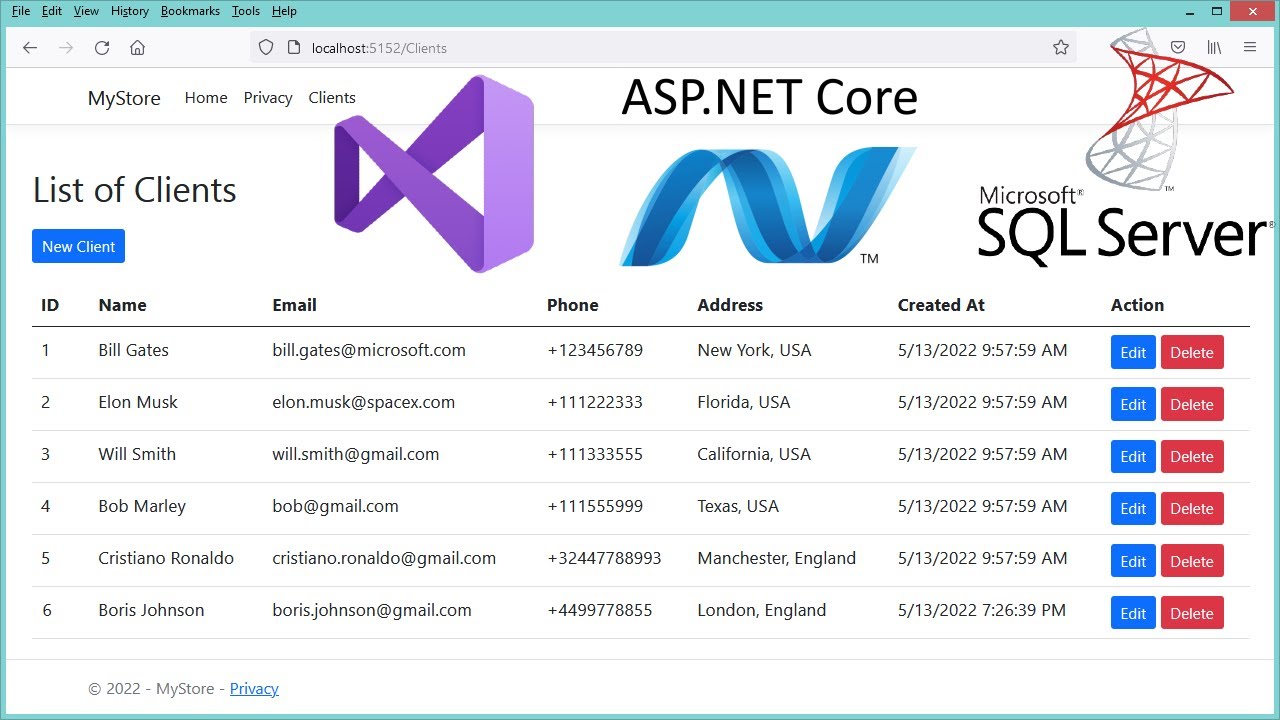 Create ASP.NET Core Web Application With SQL Server Database Connection and CRUD Operations