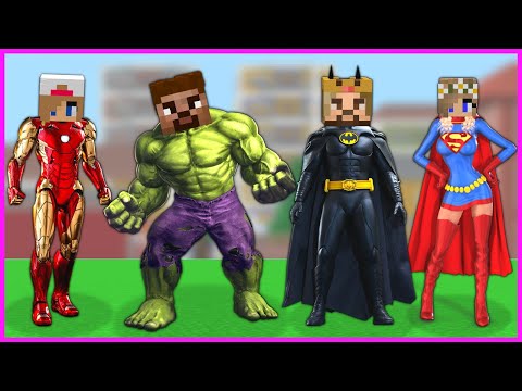 EVERYONE IN THE CITY BECOME SUPERHERO, STEP-DAD'S JOB DONE! 😱 - Minecraft