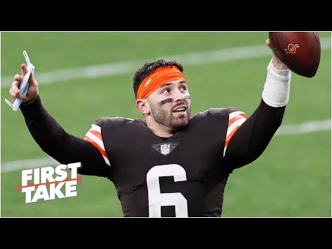 First Take辯論貝克-梅菲爾德在NFL季後賽中顛覆鋼人隊的機會。 (First Take debates Baker Mayfield's chances of upsetting the Steelers in the NFL playoffs)