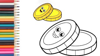 How To Draw A Coins Learn for kids Step by Step