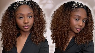EFFORTLESS CURLY HALF WIG INSTALL USING A HEADBAND | Ft. QVR Hair