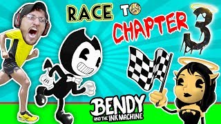 BENDY vs. ME! Race to Chapter 3!  IRL Gaming Play Date Part 2 (FGTEEV Bendy & The Ink Machine Skit)