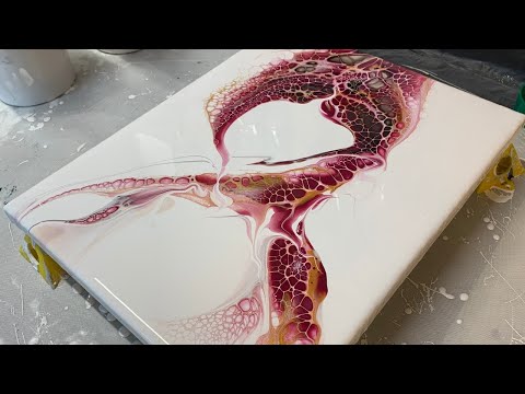 #151 - Burgundy Ribbon Palette Knife Swipe | Acrylic Pour Painting | Abstract | Fluid Painting