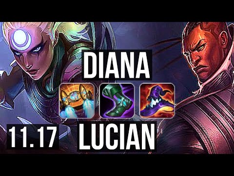 DIANA vs LUCIAN (MID) | 3.1M mastery, 11/2/8, 500+ games | EUW Master | v11.17