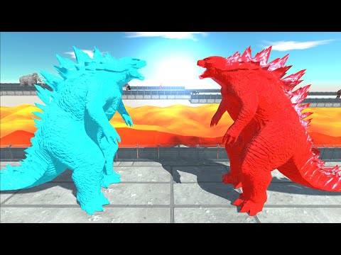 Ice Godzilla 2014 vs Fire Godzilla 2014 Lava Death Run - ARBS