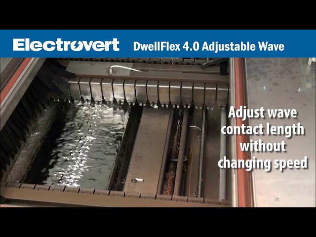 Electrovert's  DwellFlex 4.0 is the first solder nozzle designed specifically with Industry 4.0 automation in mind.  The patent pending design enables the length of the wave to be adjusted on-the-fly as variable board types are run through the wave.  This