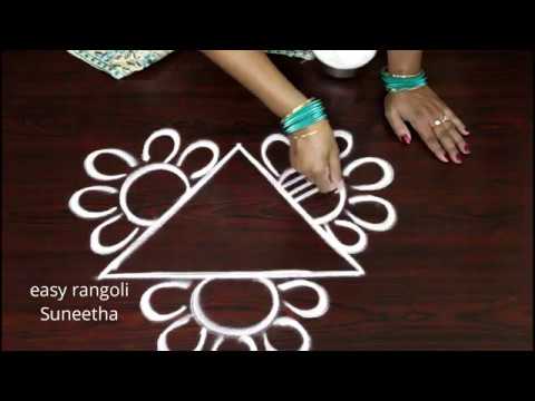 Triangle kolam designs || easy rangoli by Suneetha || latest daily muggulu patterns