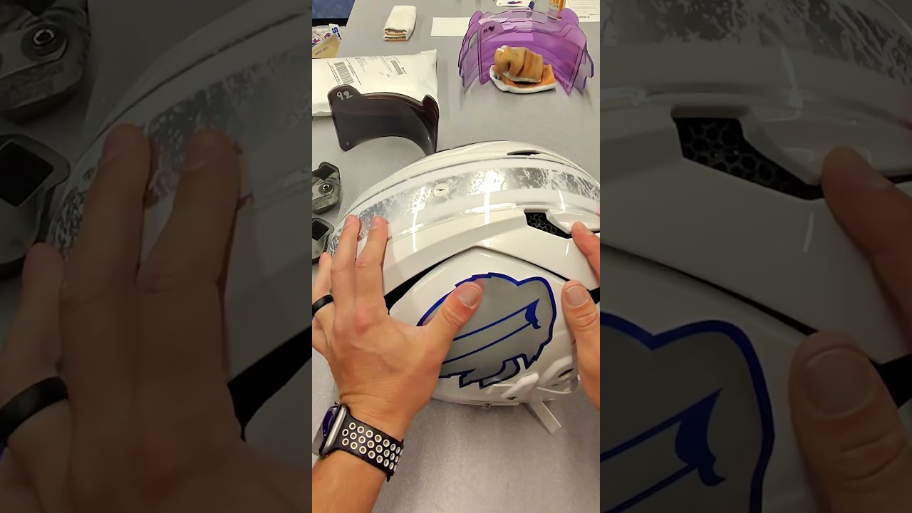 Behind The Scenes, Buffalo Bills Equipment Staff Changing Helmet Stickers! #shorts #nfl #tall