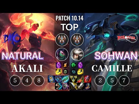 DMO Natural Akali vs KT SoHwan Camille Top - KR Patch 10.14