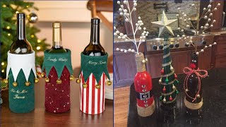 Creative handmade home decor and jute craft// elegant handcrafted Christmas bottle decorations ideas