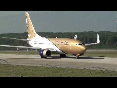 Gulf Air (PrivatAir) 737-700 BBJ take off rwy 23 at Geneva Cointrin [GVA/LSGG]