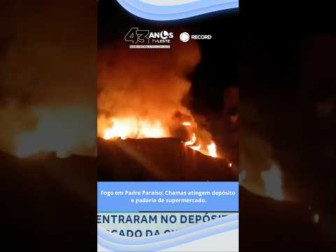🔥 Fogo em Padre Paraíso: Chamas atingem depósito e padaria de supermercado.