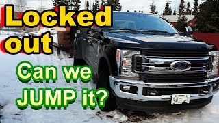 How To BOOST A DEAD Truck With The KEYS LOCKED IN... I Locked Myself Out Of A Ford F-350