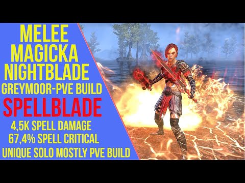 ESO Melee Magicka Nightblade PVE Build - Spellblade - PVE Guide (Greymoor)