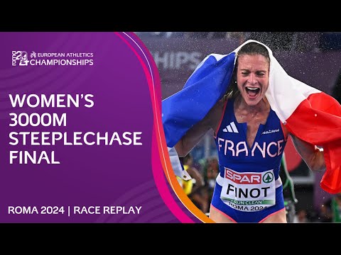 Finot's SUPER sprint finish! ⚡ Women's 3000m steeplechase final replay | Roma 2024