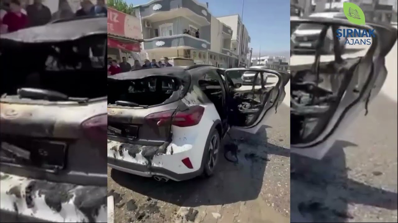 Silopi'de park halindeki araç alev aldı