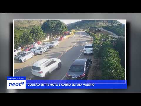 Colisão entre moto e carro em Vila Valério