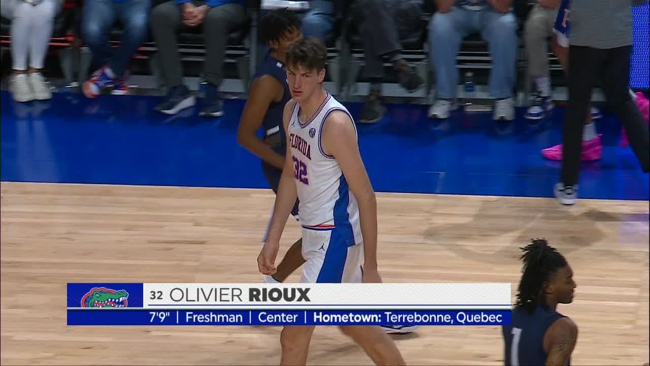 7'9" Oliver Rioux checks into a game for the FIRST TIME & makes history | ESPN College Basketball