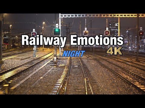 🚆 4K Entspannte Führerstandsmitfahrt bei Nacht mit Regen und Nebel (IR75 Zürich - Konstanz (D))