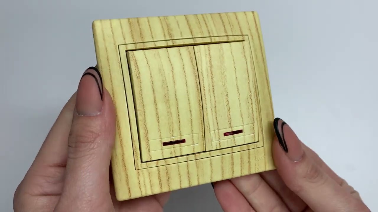 Выключатель двухклавишный с подсветкой LEZARD Mira дуб отбеленный 701-5252-112 