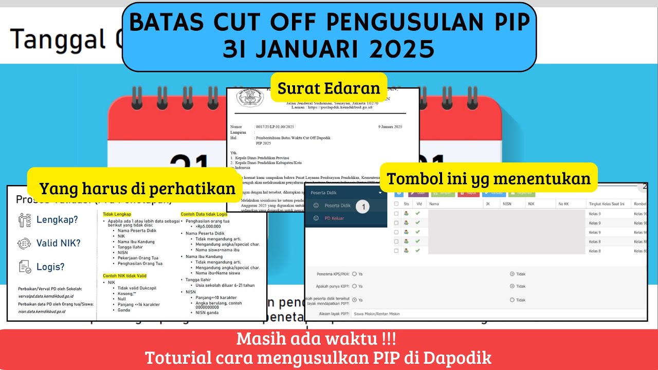 BATAS WAKTU CUT OFF DAPODIK PIP 2025 | CARA MENGUSULKAN PIP DI DAPODIK 2025.B