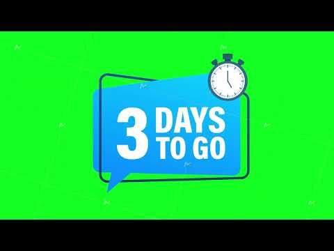 3 Days to go. Countdown timer. Clock icon. Time icon. Count time sale. Motion graphics.