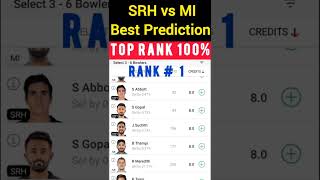 TEAM RANK #1 SRH VS MI BEST TEAM PREDICTION | DREAM 11 grand league winning tips | TATA IPL 2022