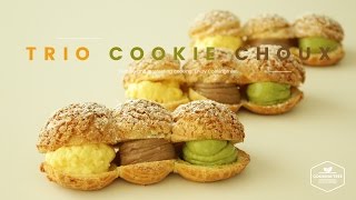 바닐라,초코,녹차를 한번에! 트리오 쿠키슈 만들기 : How to make Trio Cookie Choux, Cream puff : クッキーシュー -Cookingtree쿠킹트리