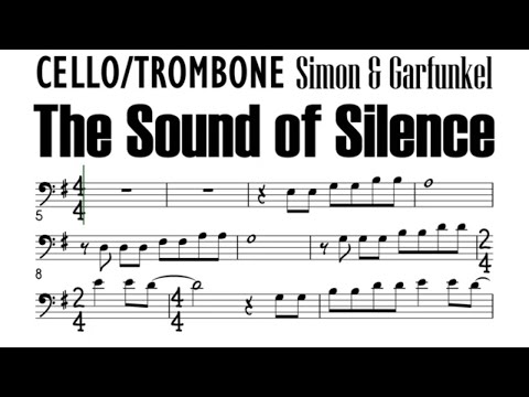 The Sound of Silence Cello Trombone Simon and Garfunkel Sheet Backing Track Play Along Partitura