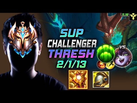Challenger Thresh Support vs Lulu - 챌린저 서폿 쓰레쉬 템트리 룬 솔라리 수호자 スレッシュ Треш 魂锁典狱长 瑟雷西 - LOL KR 11.16
