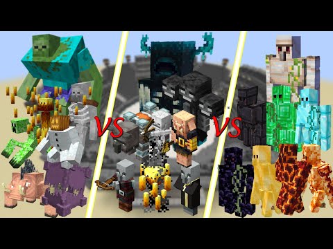 Mutant vs All mob vs Golem! Minecraft mobs Battle Royale! Minecraft mob battle!