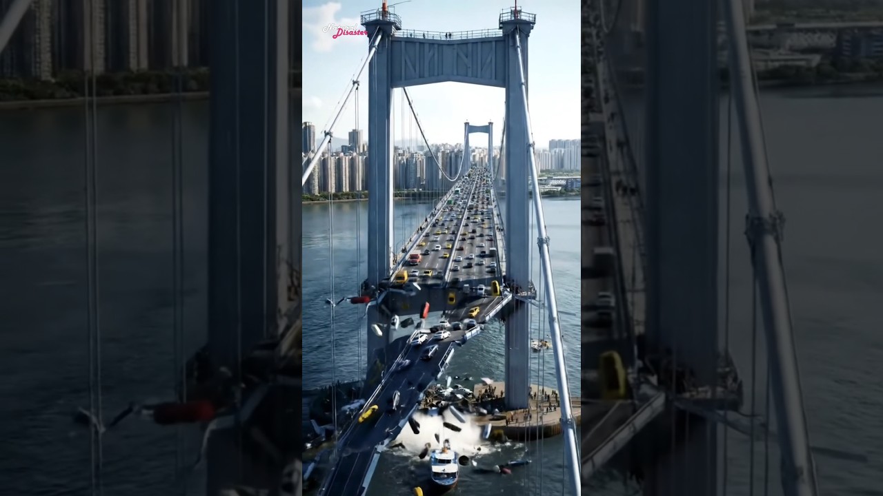 MASSIVE BRIDGE COLLAPSE! Earthquake Destroys Urban Bridge in Hyper-Realistic 4K Disaster