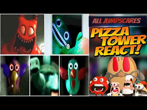 GARTEN OF BANBAN 3 ALL JUMPSCARES | Pizza Tower Screaming Meme React !