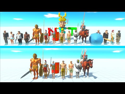 ALL HUMANS Team vs ANCIENT HUMANS Team - Animal Revolt Battle Simulator ARBS