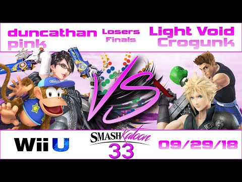 duncathan & pink (B) vs LightVoid & Crogunk (G) - Losers Finals - Smashkatoon 33 WiiU Doubles