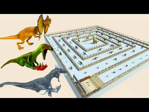 3x DEINONYCHUS attack DINOSAURS MAZE DEATHRUN - Animal Revolt Battle Simulator