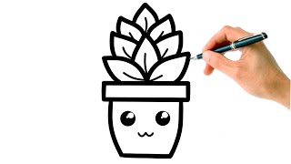 How to draw a Plant 🪴 easy tutorial step by step for kids| Small Artists