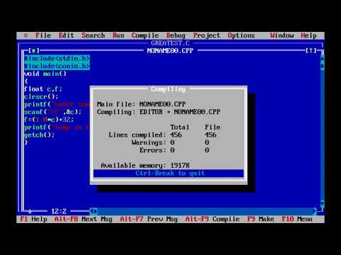 centigrade to fahrenheit c program | Turbo C |