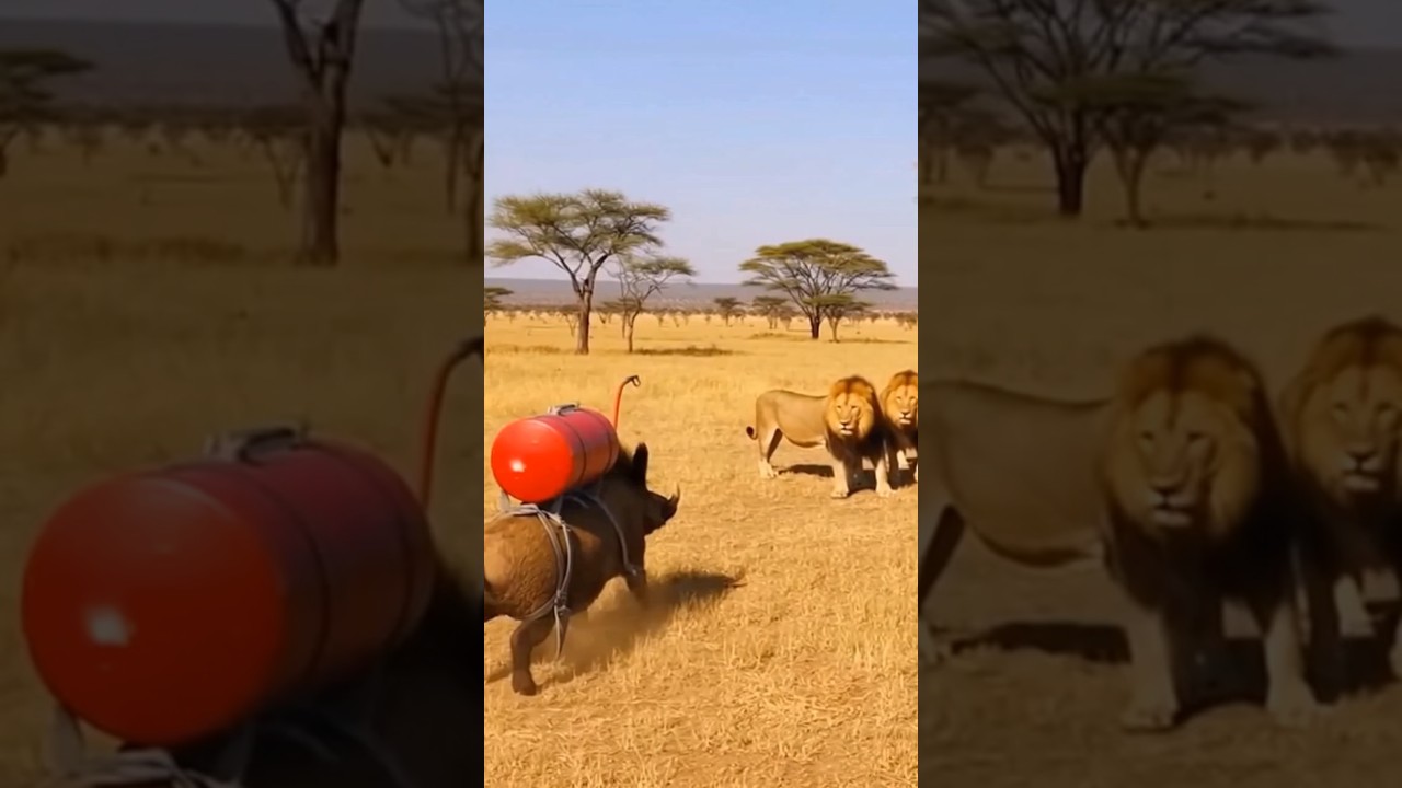 😂 very funny , escape lion 🦁 #warthog #lion's #momentfunny #funny #animalfunny #shorts