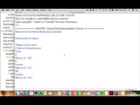 Python Maths Quiz Generator