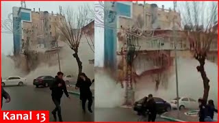 MOMENT: Dramatic video shows building collapsing after Turkey quake
