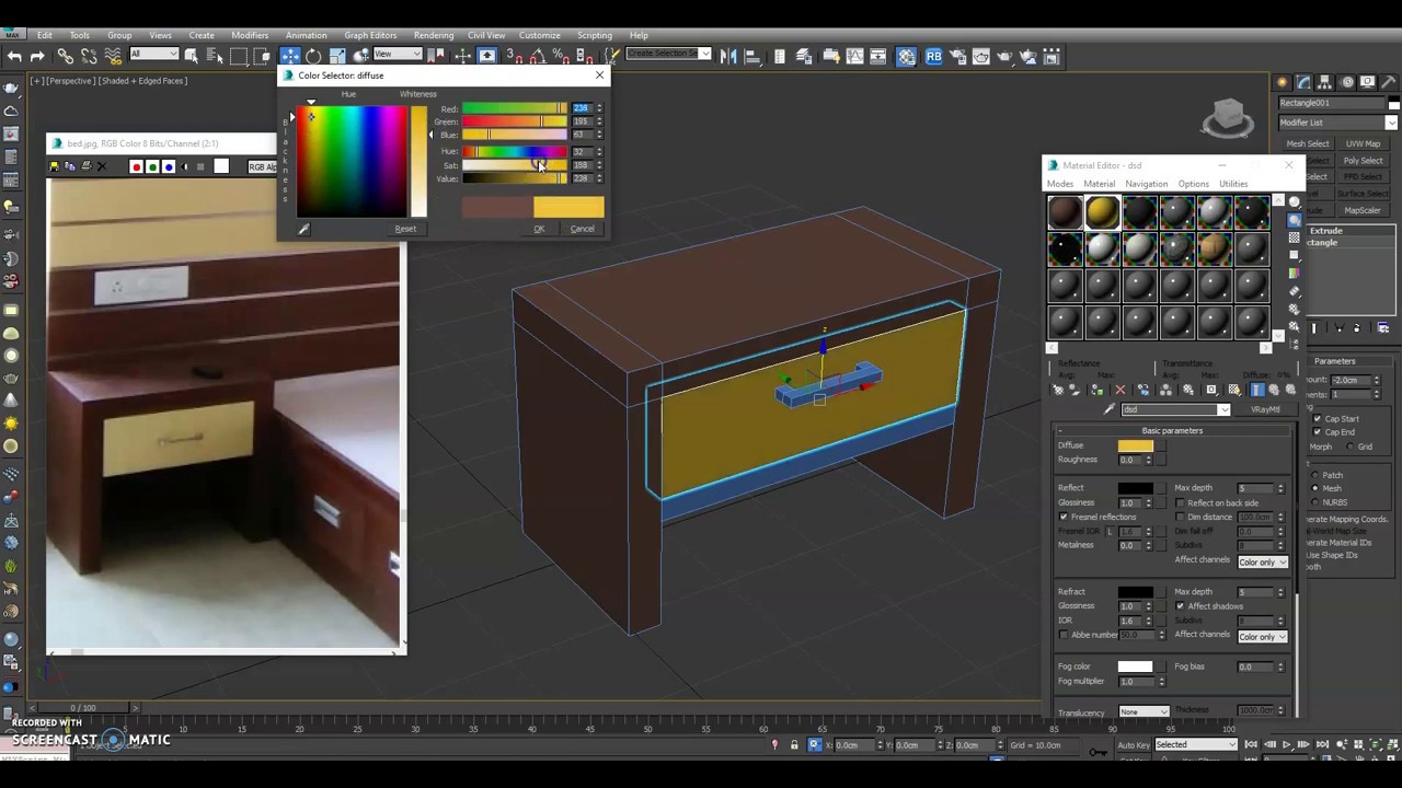 Modelling Bed Side Table using Edit Poly method in 3DS Max