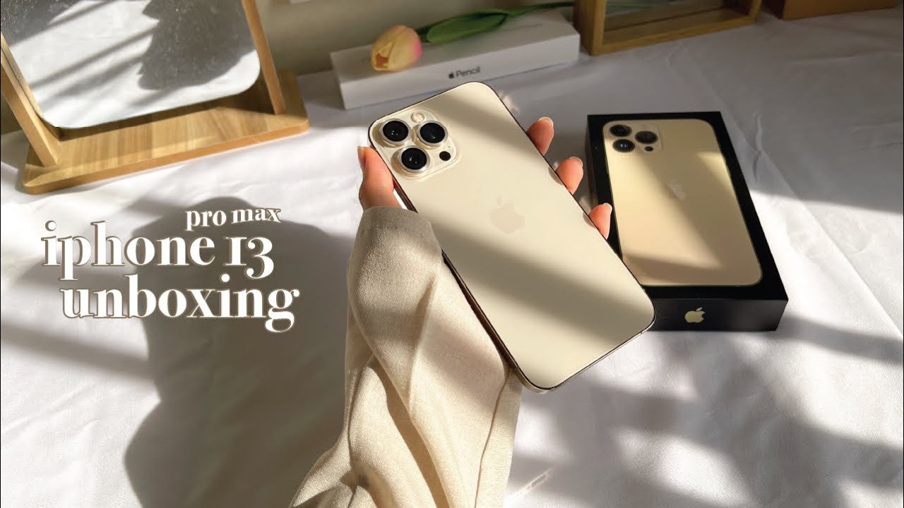 iPhone 13 Pro Max Gold (512GB) 🤍 Unboxing + accessories ☁️ | ASMR