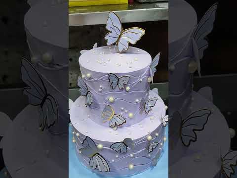 Blueberry flavour cake special double step butterfly and Moti decoration design cake