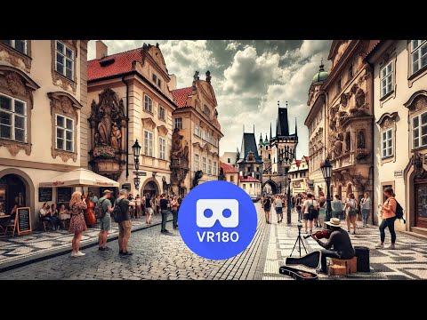VR180 3D 8K Prague, Europe: City Walk Sightseeing - Travel VR Experience Full Length