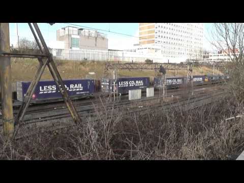 DRS 66432 + 66301 on 4S43 Daventry Drs to Mossend Euroterminal Passing Crewe Salop Goods 21/02/2015