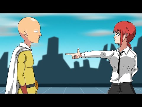 if saitama meet makima chainsaw man fan animation