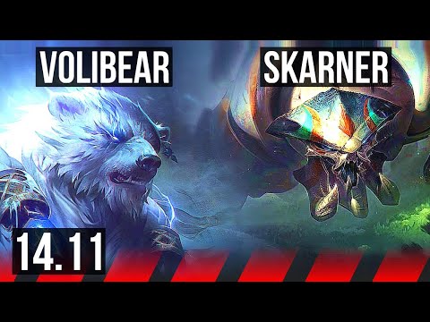 VOLIBEAR vs SKARNER (TOP) | Rank 4 Voli, 8 solo kills, 11/1/2, 2600+ games | BR Challenger | 14.11