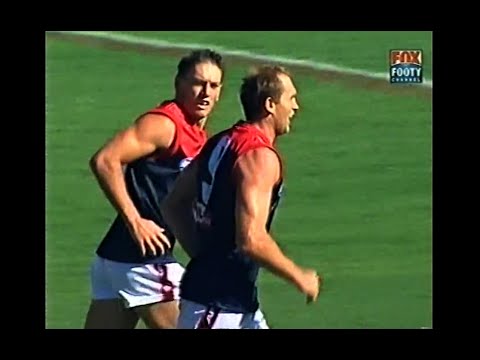 David Neitz runs through McCabe to kick a captains goal - Melbourne - 2002 Rd 1 v Hawthorn - AFL